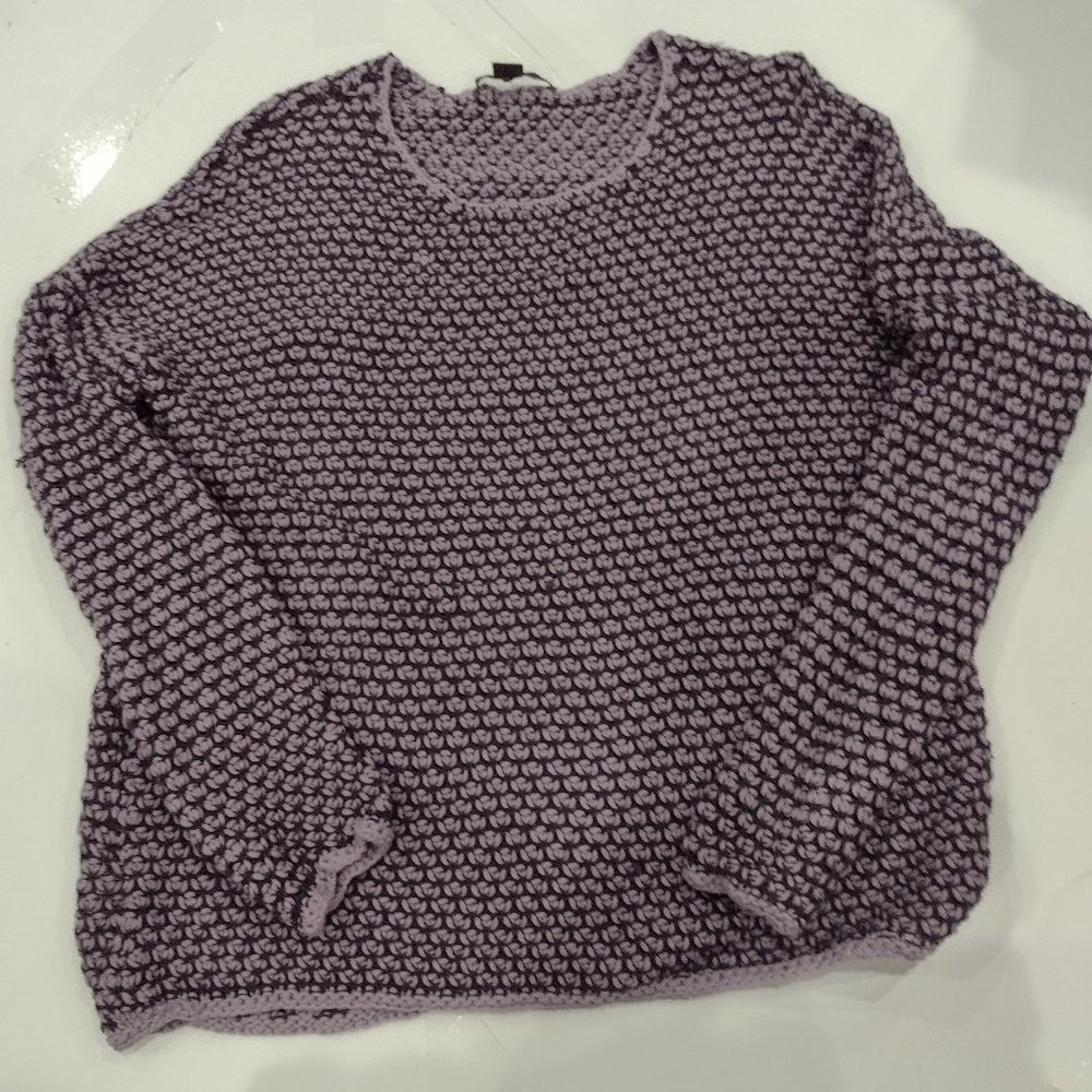 Tommy Bahama Purple/Grey Open-Stitched Sweater Size M